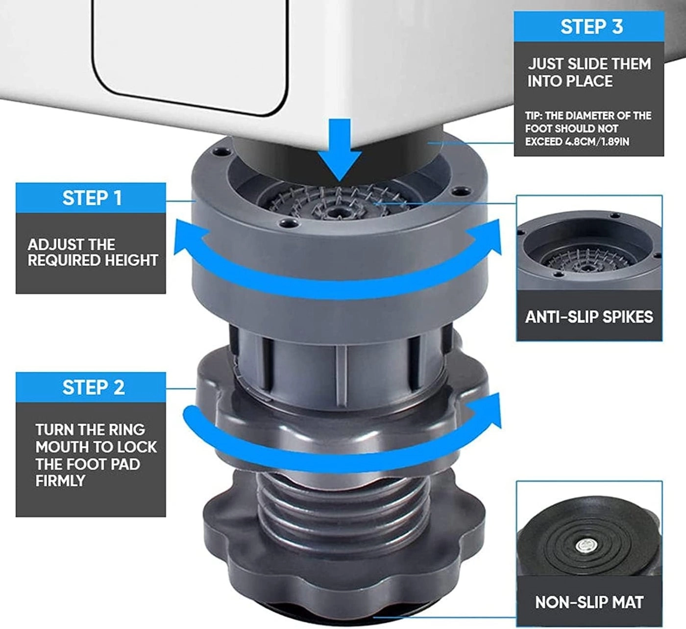 Washing Machine Support - Adjustable Height Anti Vibration