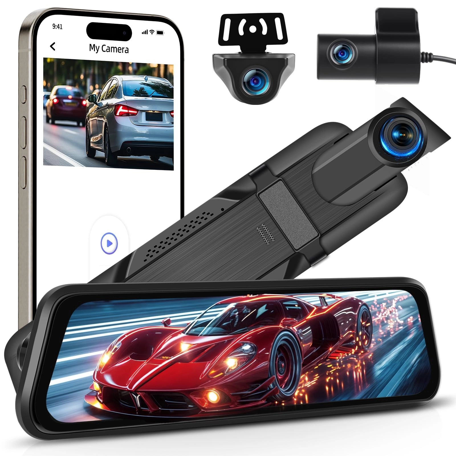 Mirror Dash Cam 3 Channel - 2K
