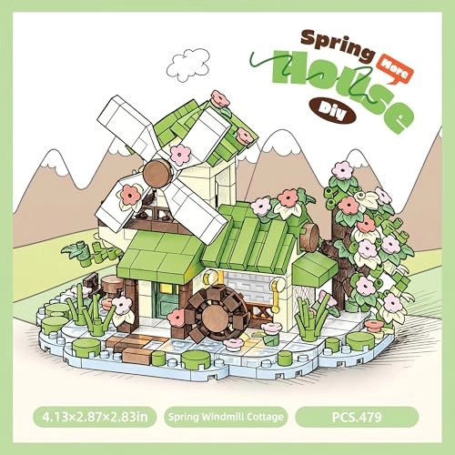 Spring Windmill Cottage - 1 pcs Floral Micro Blocks