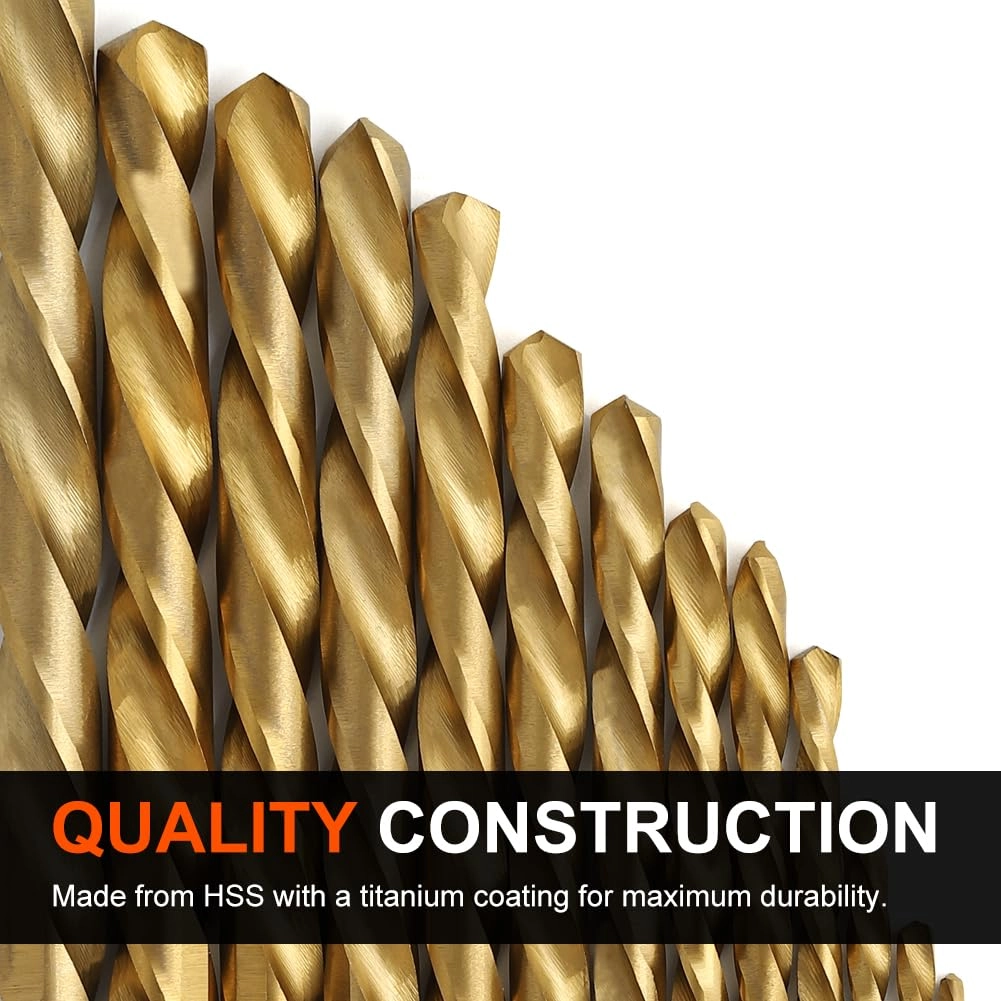 Left Hand Drill Bit Set - HSS M2 Titanium Nitride 13pcs 1/16" - 1/4"