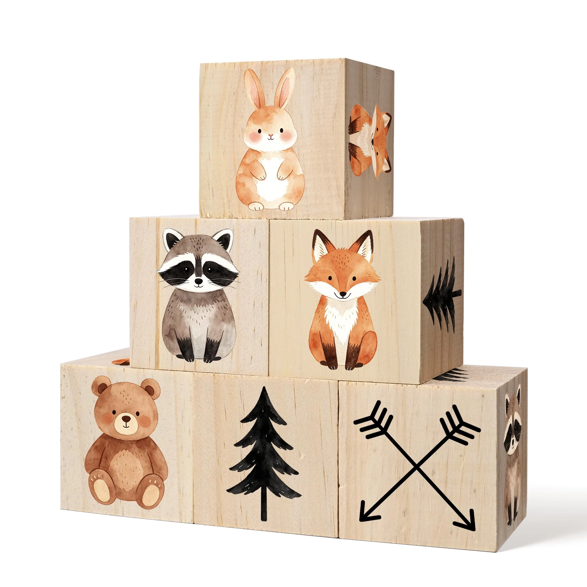 BUZCOZY Nursery Decor Blocks - Woodland 6 pcs