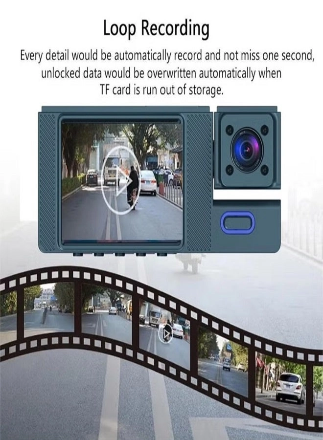 3-Lens Dash Cam - 1080p