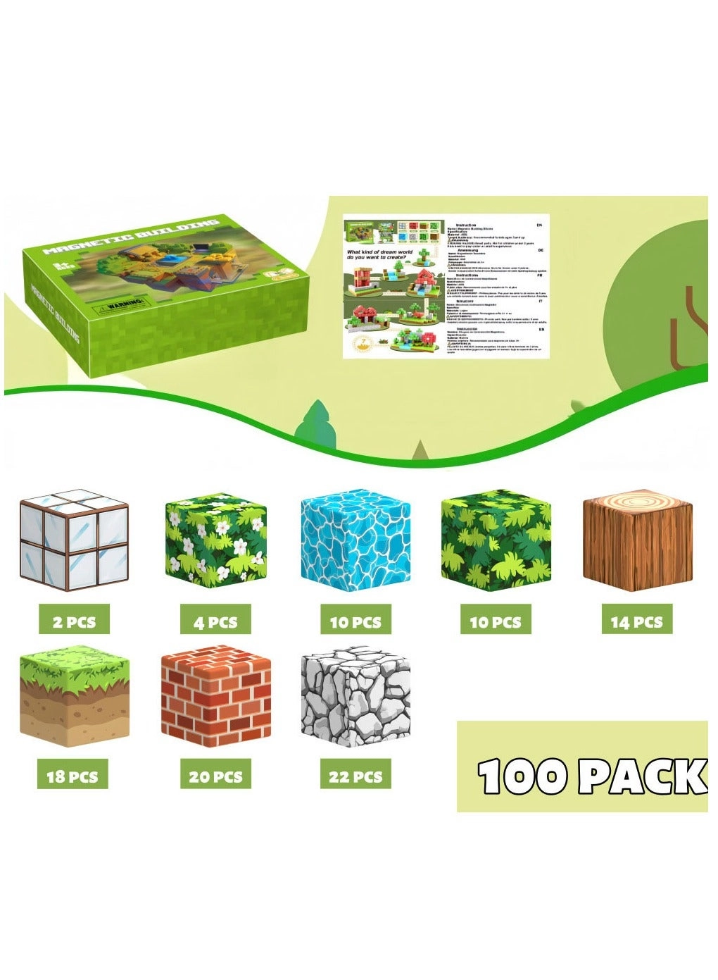 Forest Magnetic Building Blocks - 100 pcs