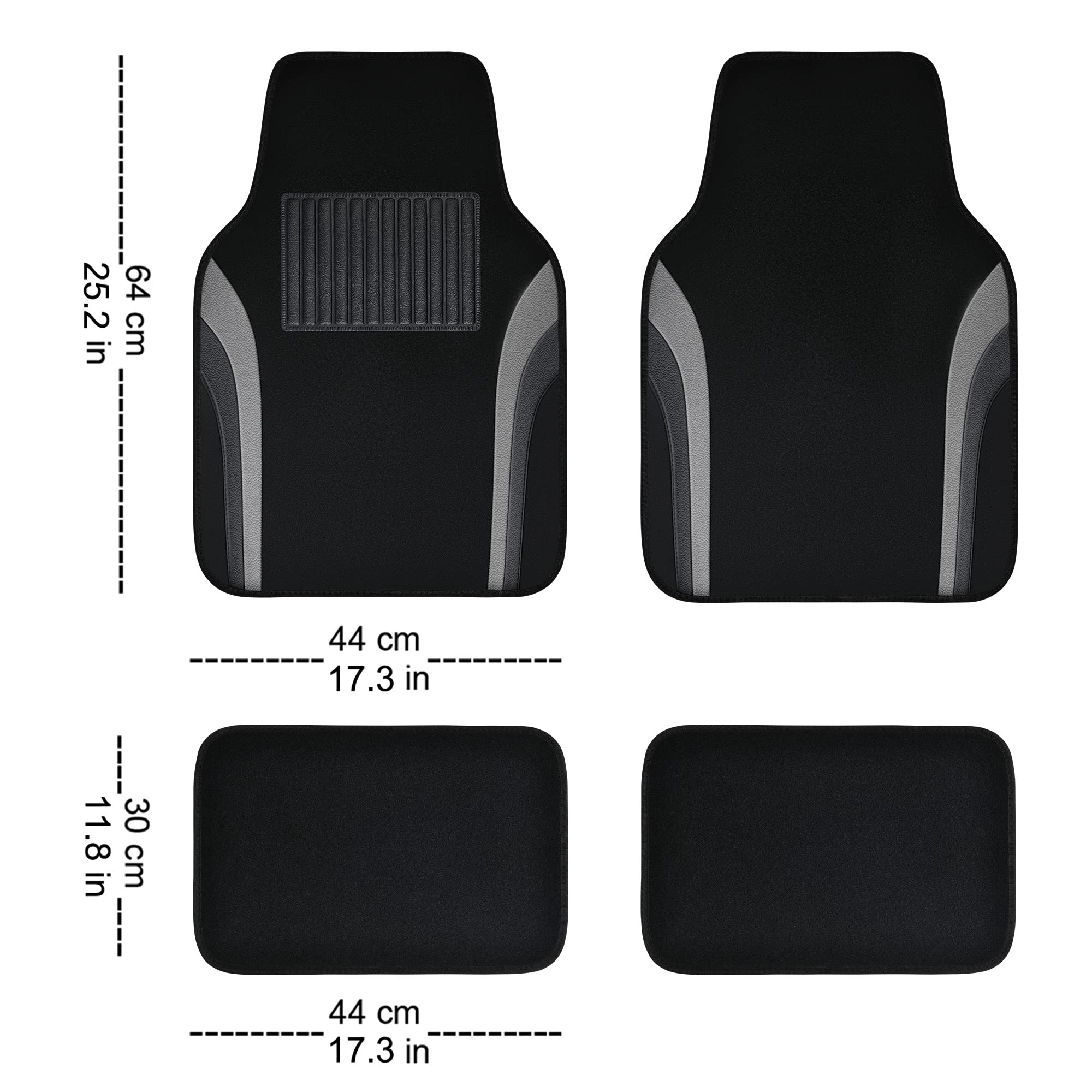 Universal Fit Car Floor Mats - Set of 4pcs Black and Burgundy