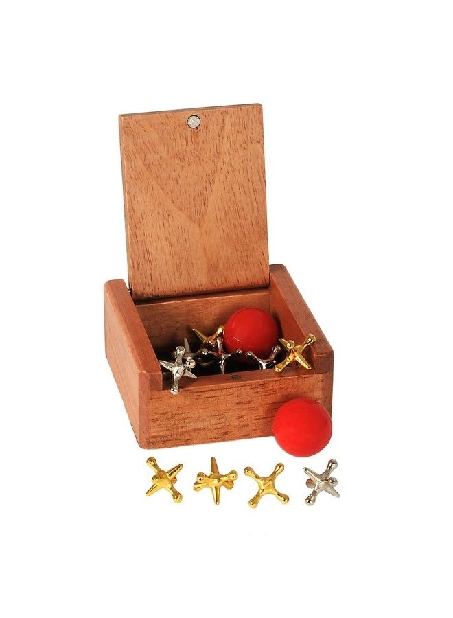 Old-Fashioned Metal Jacks - Wooden Box Red