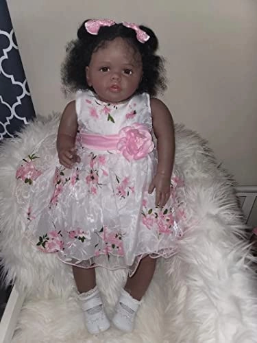 Reborn Toddler Doll - 28inch Silicone vinyl Black Ages 3+