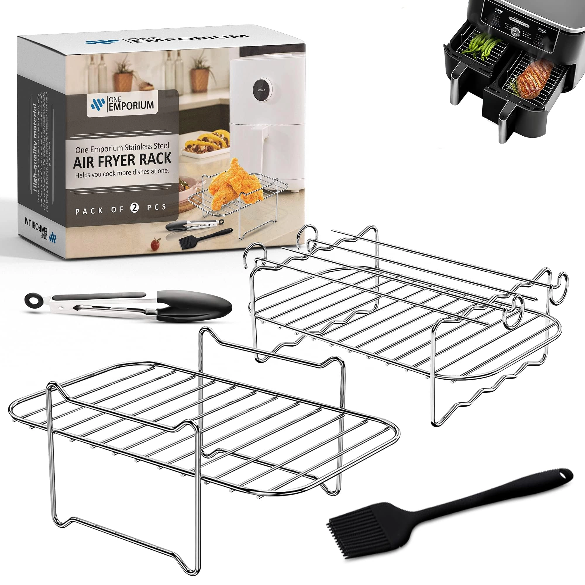 One Emporium Air Fryer Rack - 304 Stainless Steel 2 Pcs