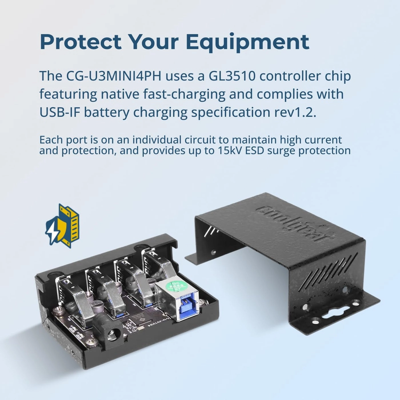 USB 3.2 Gen 1 4-Port Industrial Hub - Type B connector