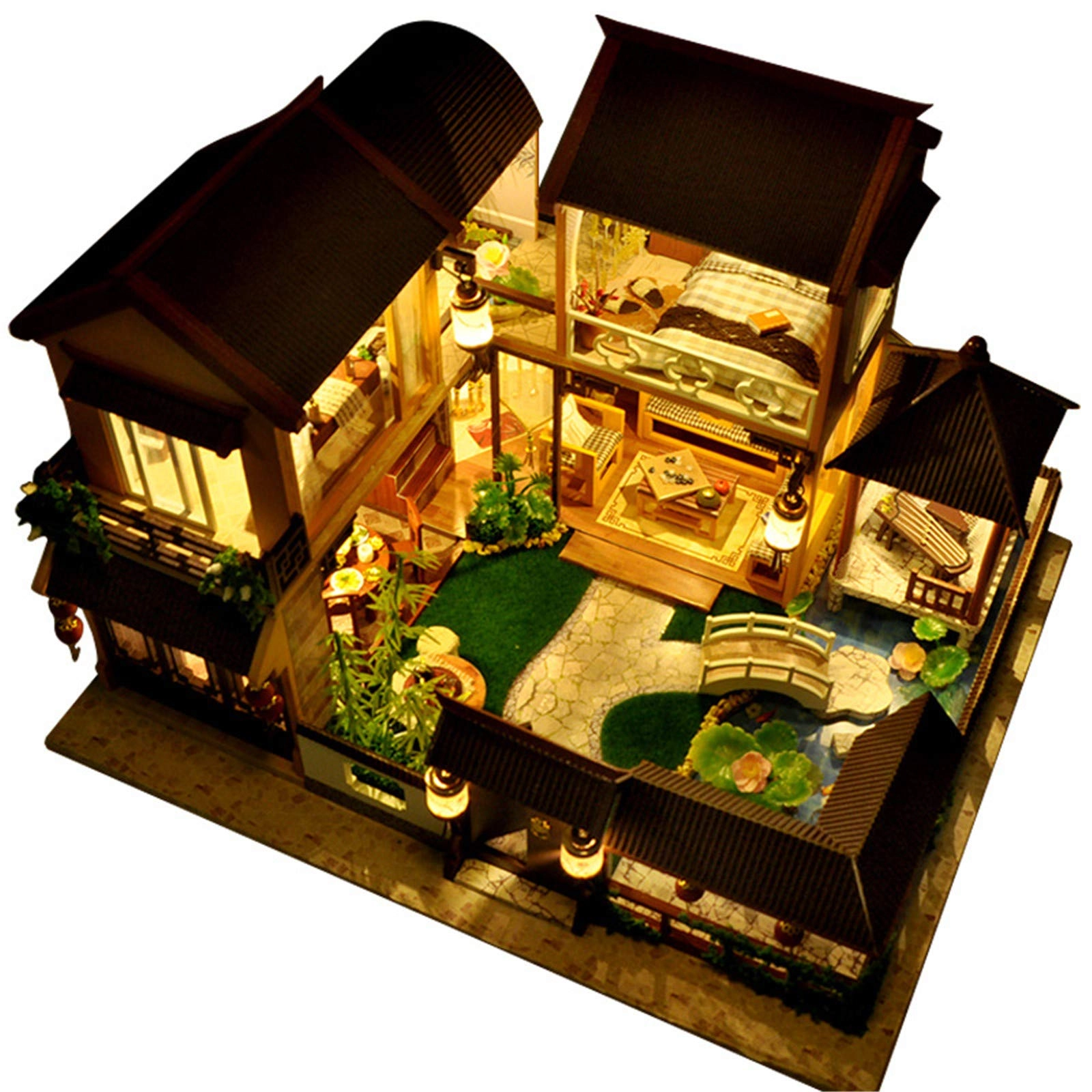 DIY Dollhouse Kit - 30x24.5x27.6 cm LED Light