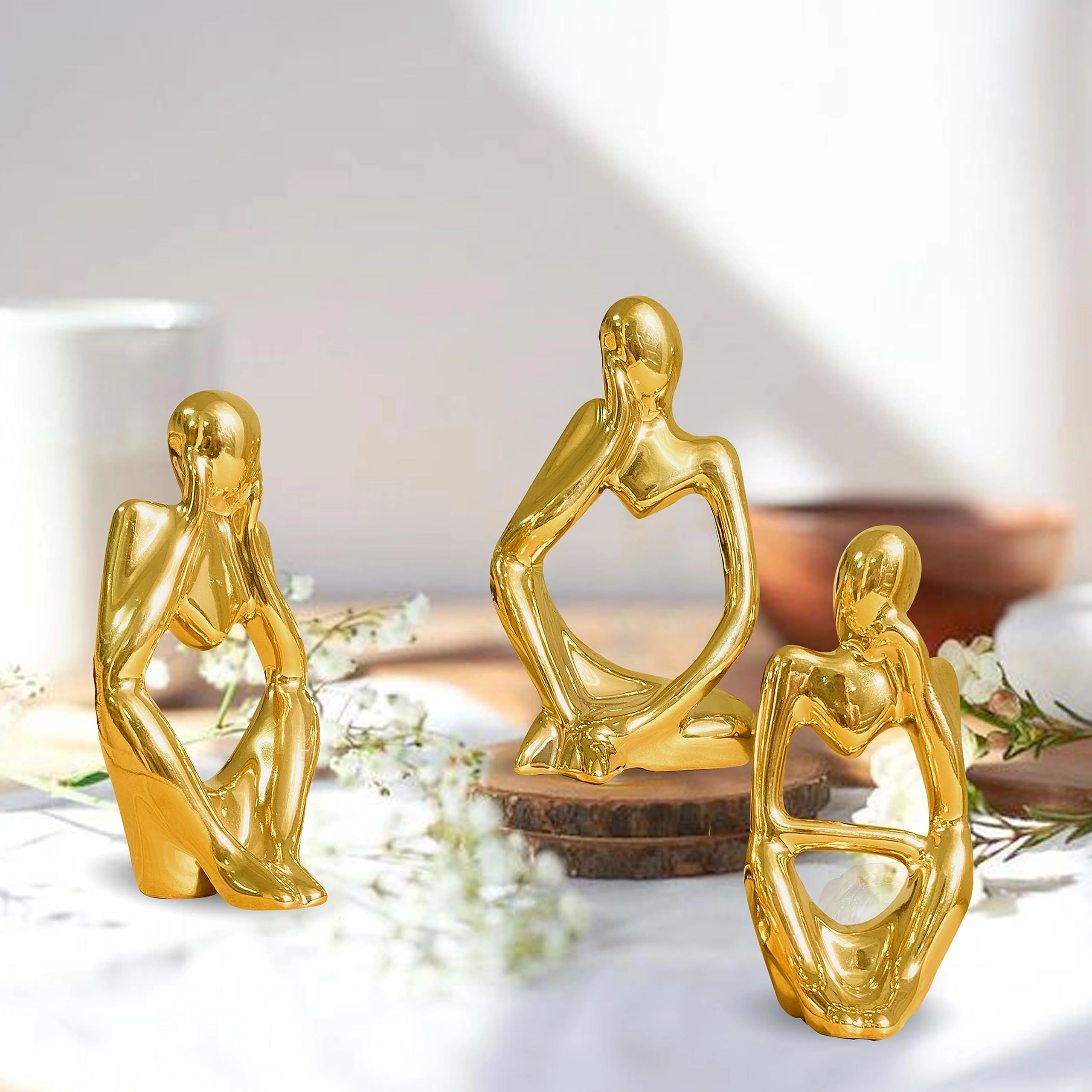 LIFEHACKS, A13 VIKAS MARG, JAIPUR 302015, Lifehacks Golden Thinker Statue - Ceramic