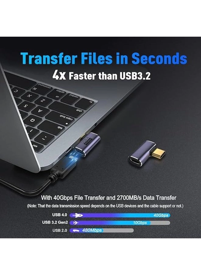 USB C 90 Degree Adapter - USB4 40Gbps 100W PD 8K Type-C Male to Female Pack