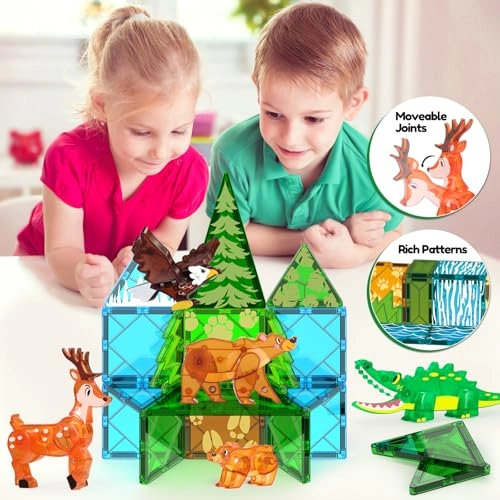 Magnet Jungle Animals Magnetic Tile Blocks - 36 months - 12 years 30 pieces