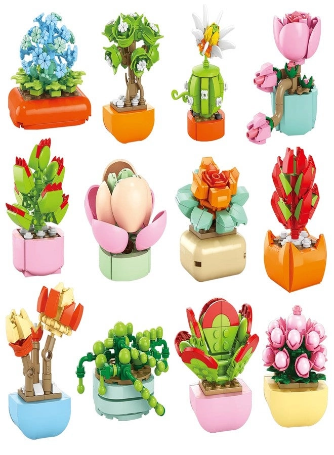 BRICHBROW Succulents Mini Building Set - 12pcs