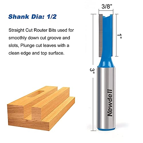 Straight Cut Router Bits - 1/4" 3/8" 1/2" 1/2" 3pcs