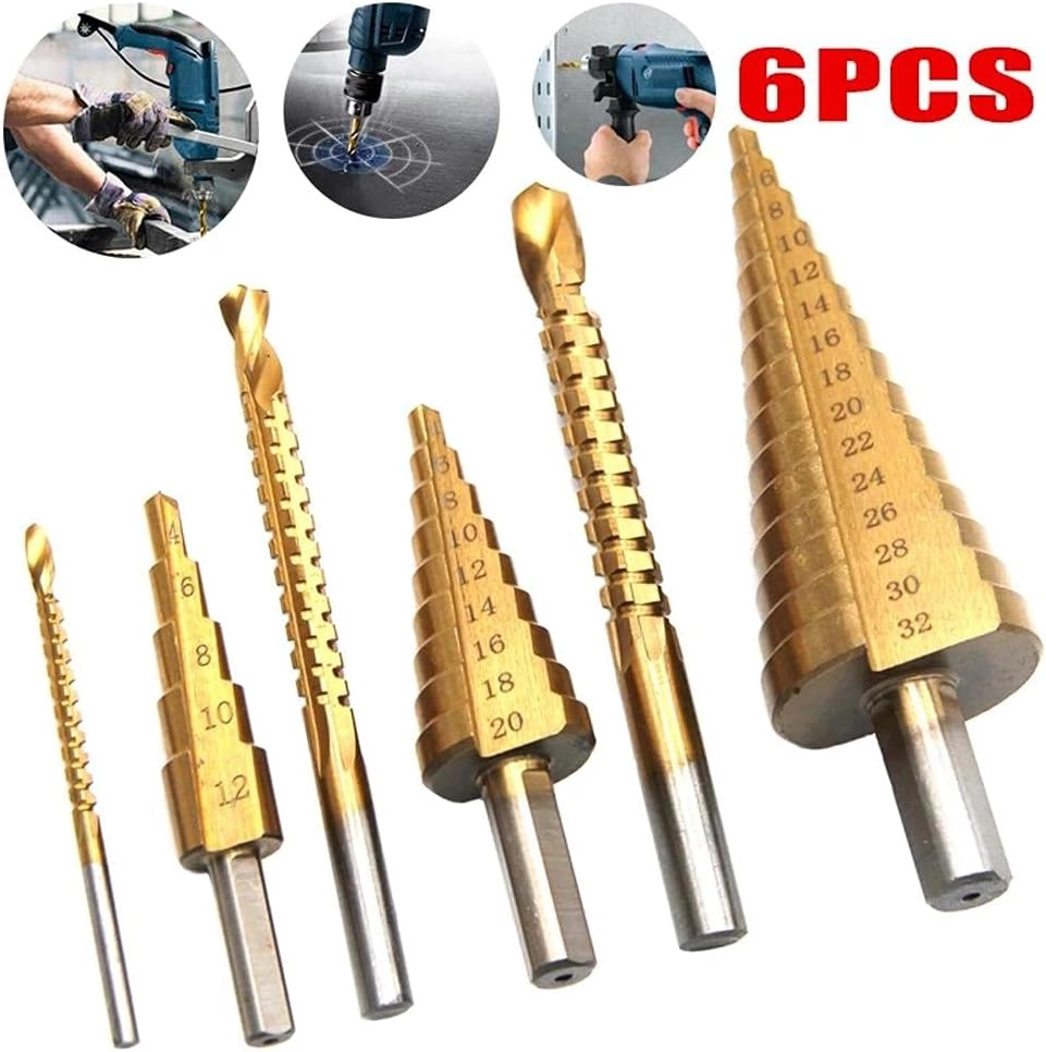 Triangular shank step drill - HSS 3pcs + Saw drill - Titanium plating 3pcs