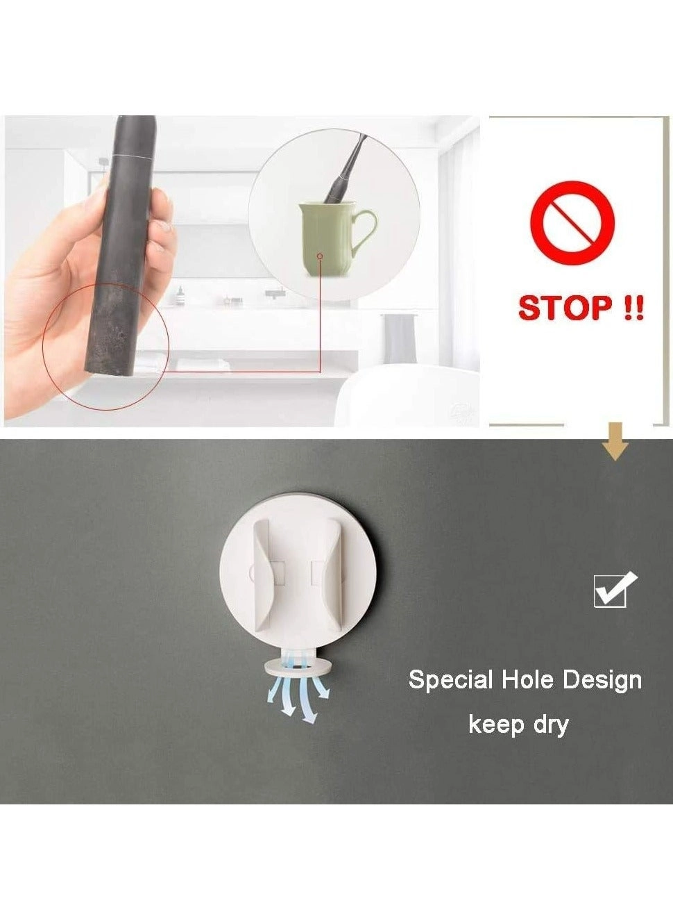 Wall-Mounted Electric Toothbrush Holder - 2pcs Auto Lock & Gravity Release