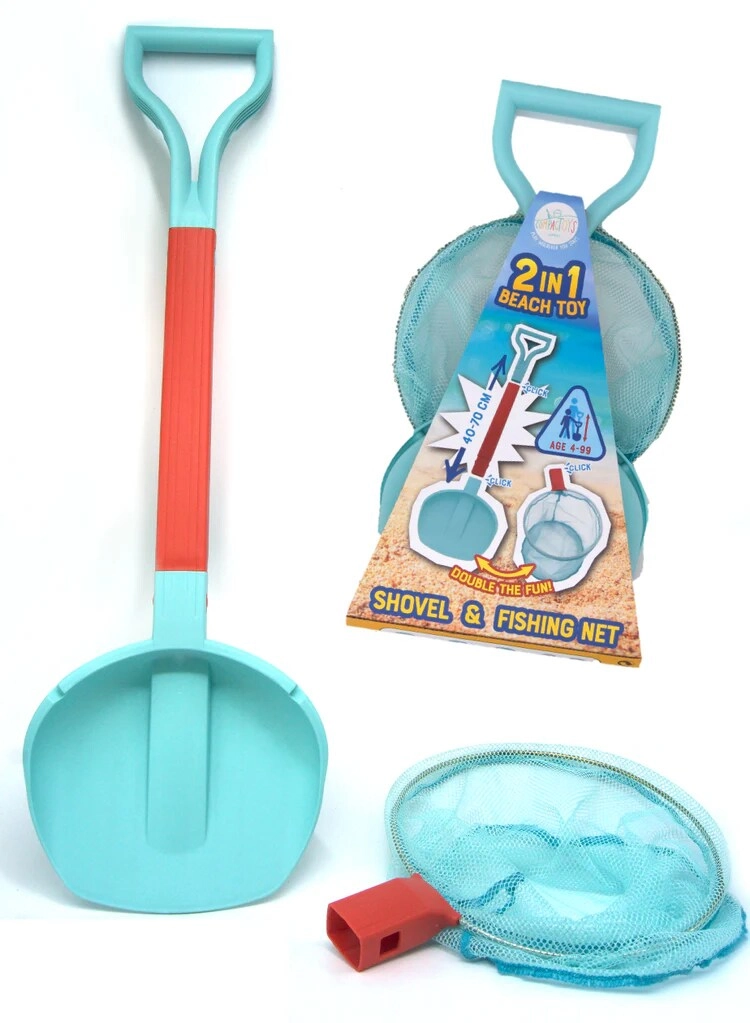 SKME TRADING 2-in-1 Shovel & Grid Sand Toy - Adjustable Handle Compact Travel-Friendly