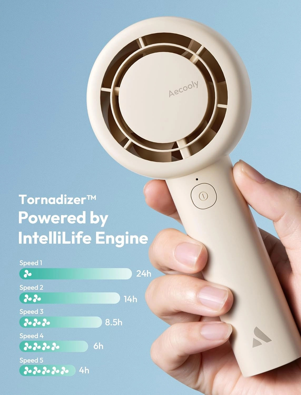 Slim Portable Fan - Handheld USB Rechargeable 24H