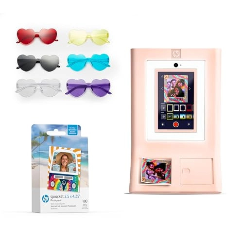 Sprocket AMZHPSPPBK19P + Zink Paper - 100 Sheets + Colorful Heart Glasses - 6pc