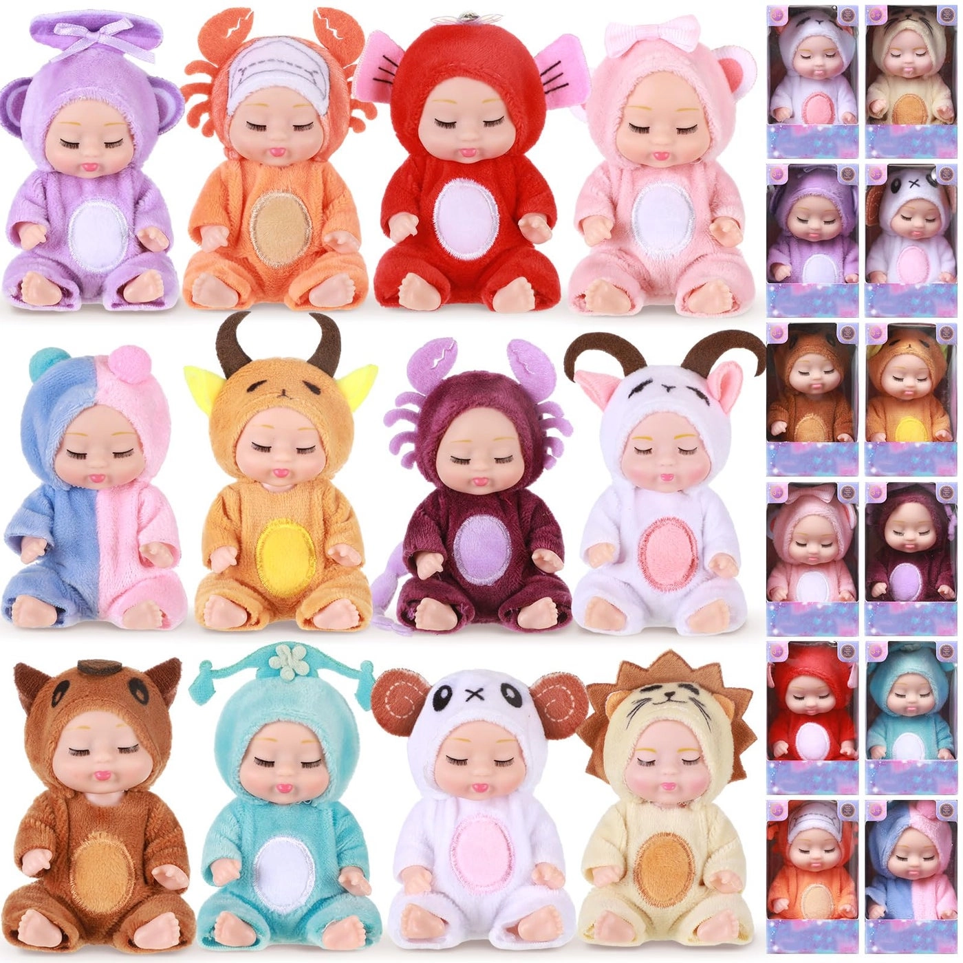 Mini Reborn Baby Doll - 12 Pcs 4 Inch PVC Clothes Set