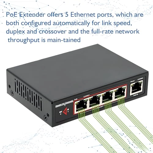 Gigabit Power-over-Ethernet Extender - 60W 4 RJ-45 10/100/1000 Mbps IEEE802.3af/at/bt