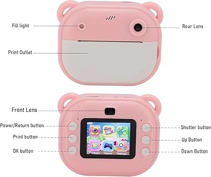 Instant Photo Camera Printer - 24MP 1080P 2 Inch