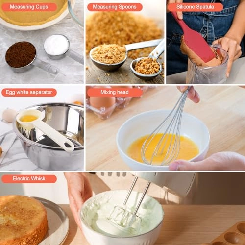 Electric Hand Mixer + Mixing Bowls Set - 7 Quarts 200 watts