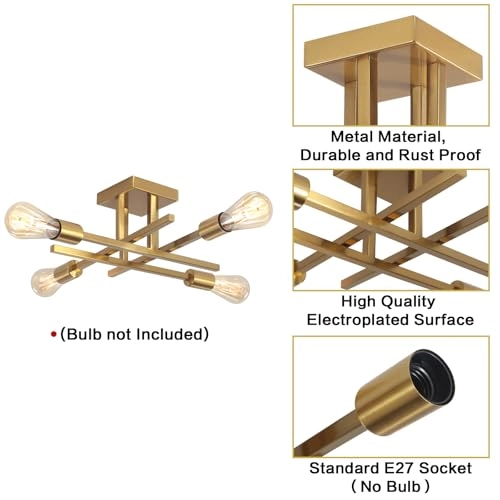 Gold Ceiling Light - 4 Lights E27