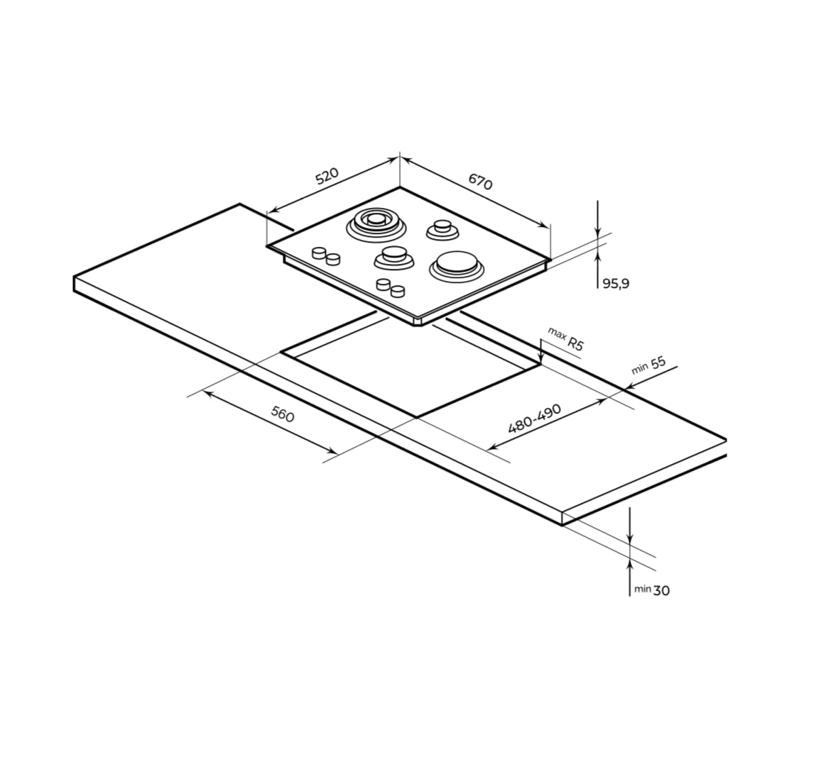 MGHG6502BL Gas hob