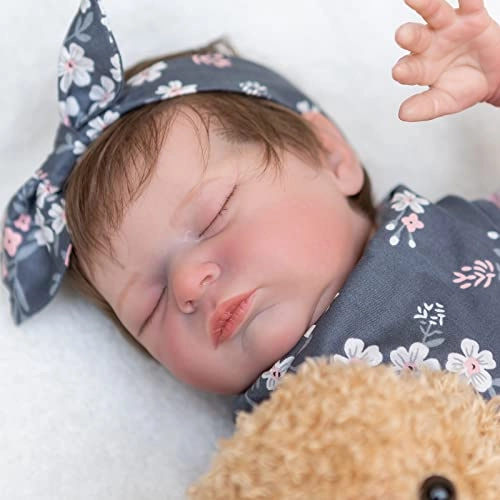 Reborn Baby Doll - 55 cm Silicone Vinyl Sleeping Hand-rooted Hair