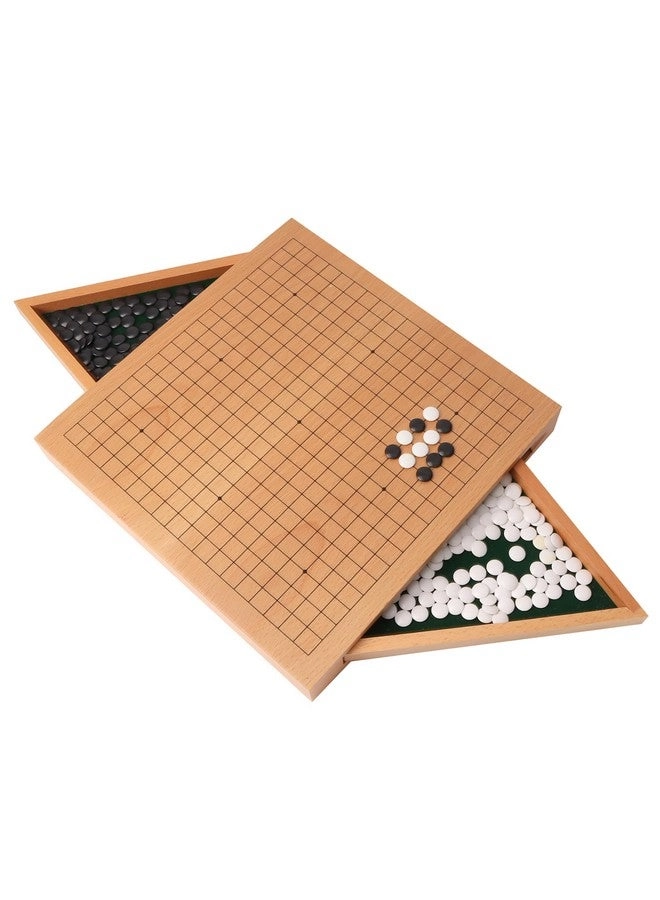 GSE Games & Sports Expert Go Board - 12-Inches Wooden With Drawers Plastic Stones
