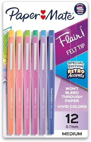 Papermate Flair - 12 Count Assorted Fashion Colors 0.7 Millimeter