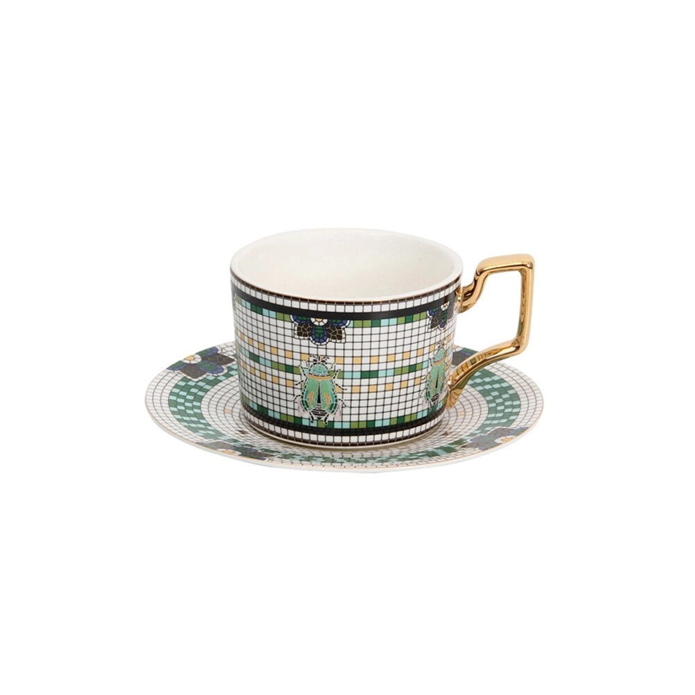 XIANGYU PLAY Unique Design Pattern Reusable Cup - Ceramic With Saucer
