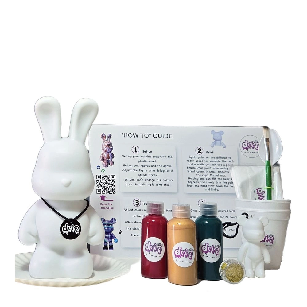 Cool Bunny Acrylic Flow Paint Kit - 9 inch / 23 cm Light-Blue Dark-Purple Orange