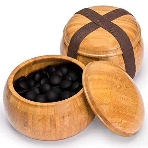 Go Game Set - Bamboo Etched Reversible 19x19/13x13 Double Convex Yunzi Stones