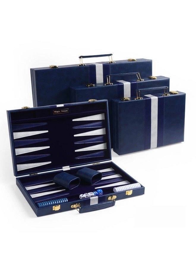 Backgammon - Travel Blue Premium Leather Case