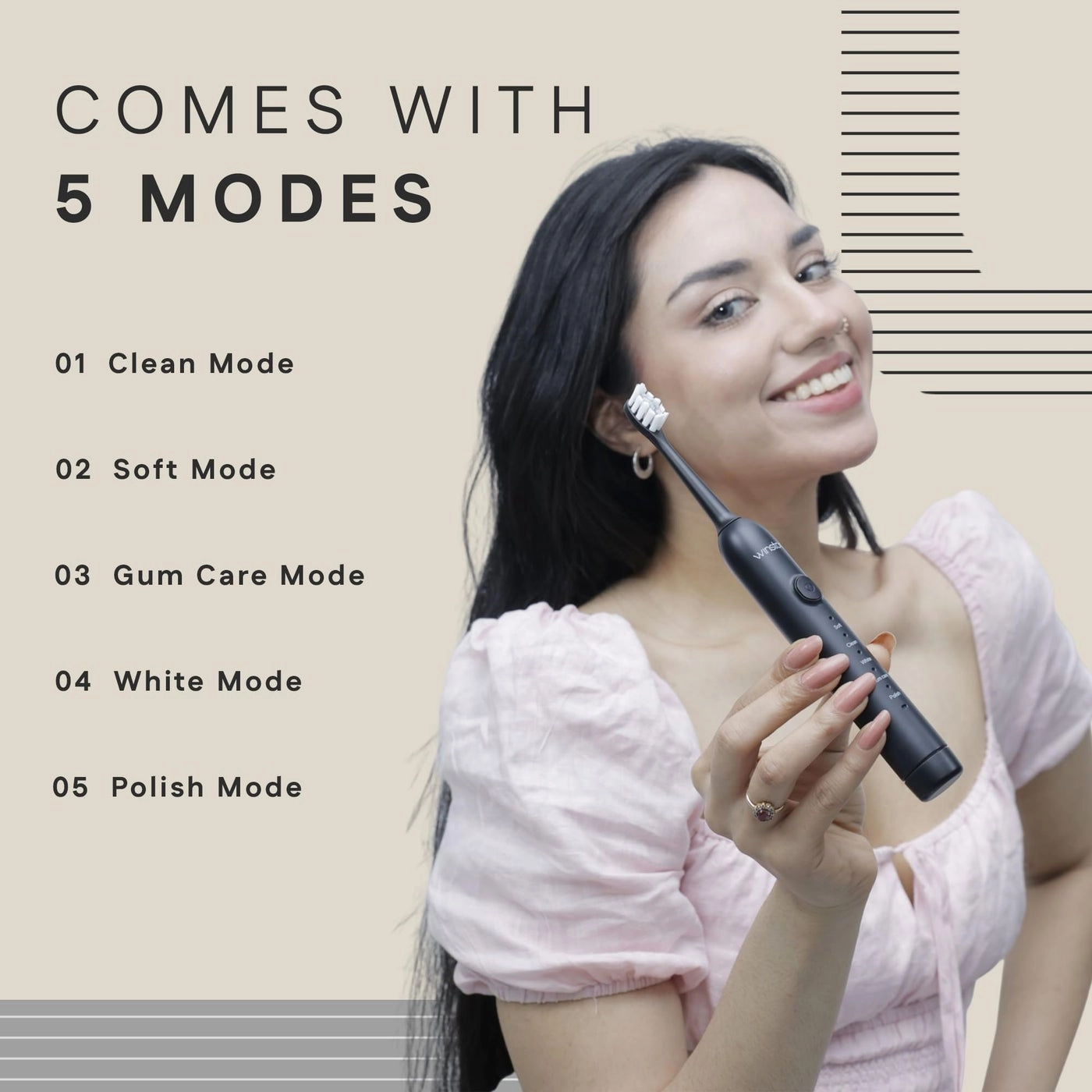 Sonic Electric Toothbrush - Rechargeable IPX8 Waterproof 5 Cleaning Modes