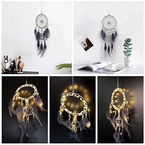 Dream Catcher - Crystal Love Feather With Lamp