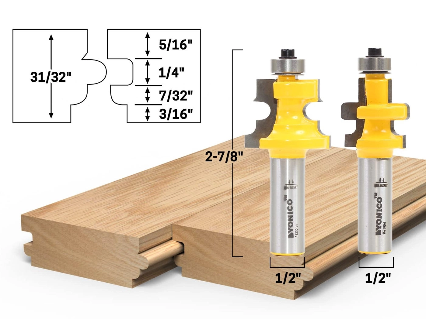 Tongue and Groove Router Bits - 1/2-Inch Shank 2 Bit