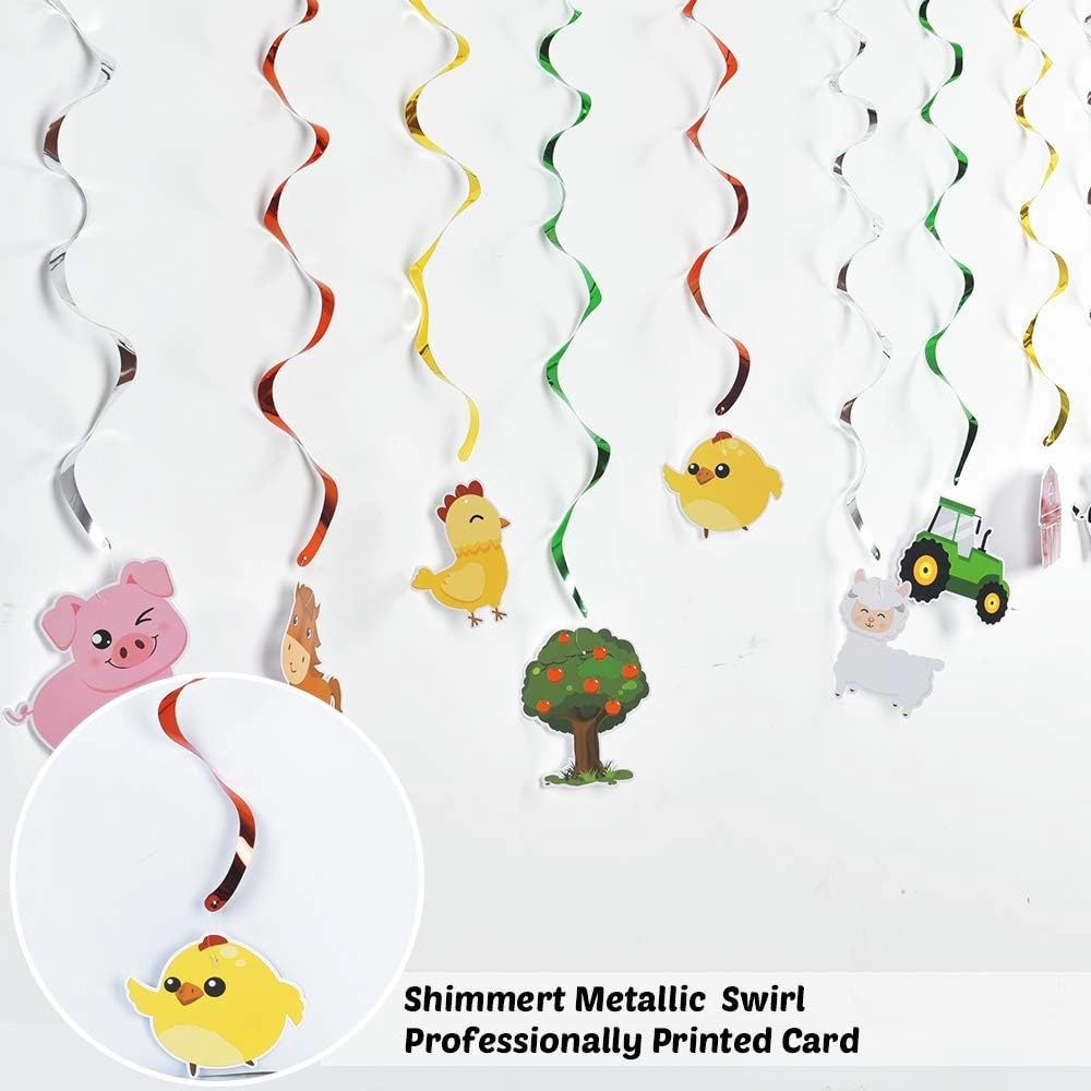 Farm Animals Hanging Party Decorations - 18 pieces Birthday