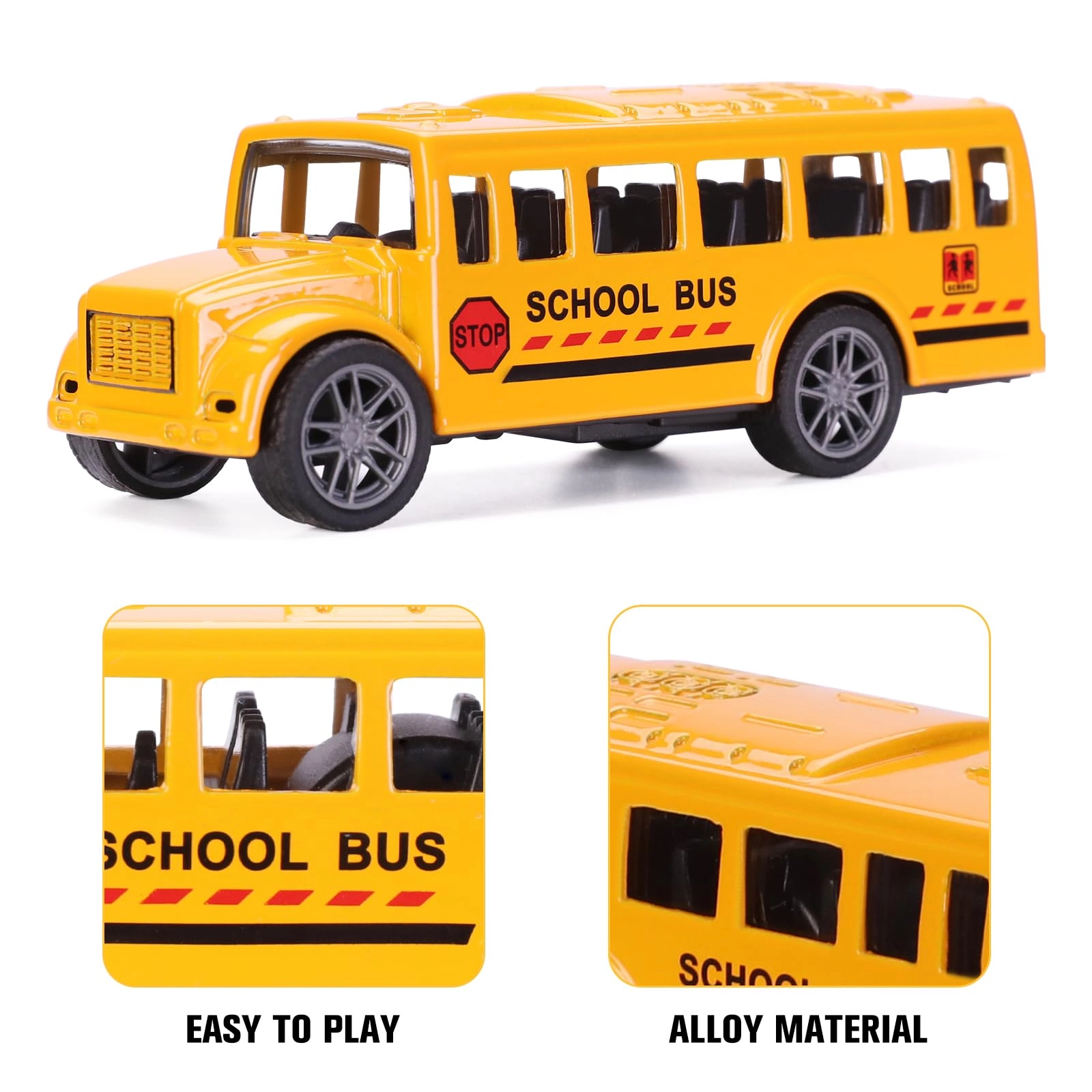 Pull Back School Bus Toy - 12 Pack
