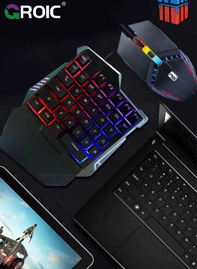One-Handed RGB Gaming Keyboard + 6D Gaming Mouse