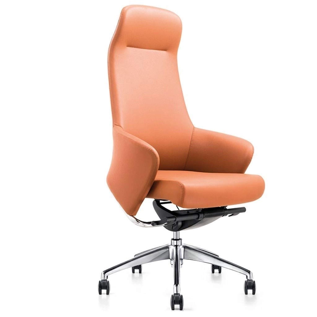 Desk Chair - PU Leather Brown High Back