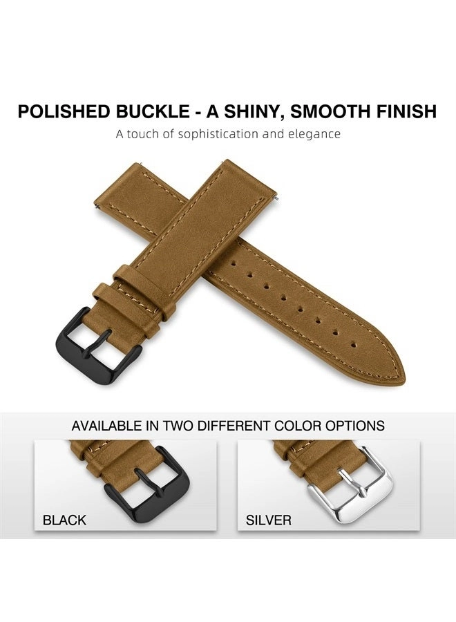 20mm Brown Leather Watch Band for Samsung galaxy watch 4/5