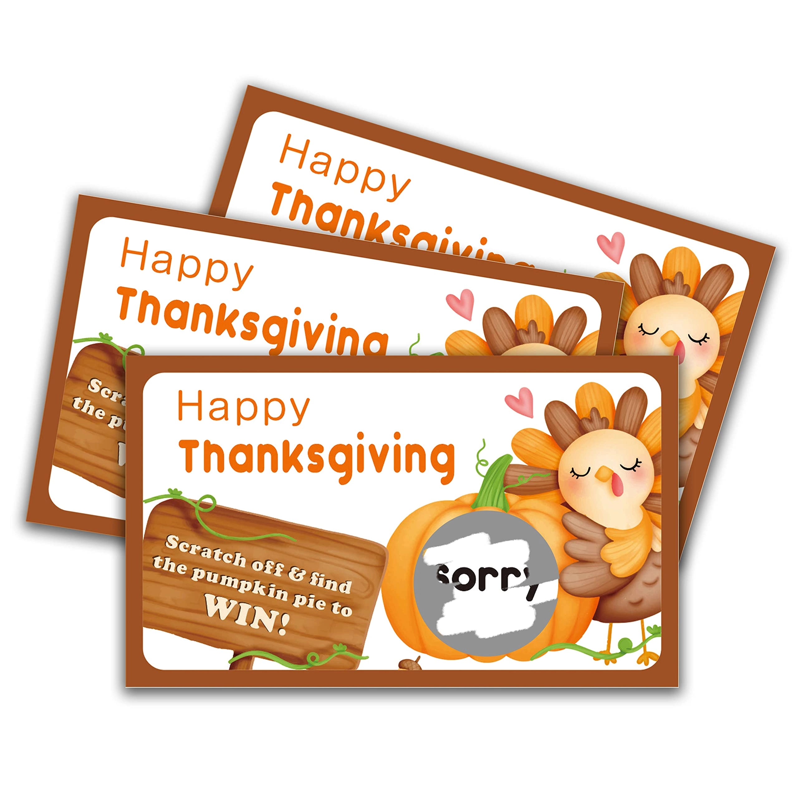 ISOVF Happy Thanksgiving Scratch Off Game Cards - 50 pieces