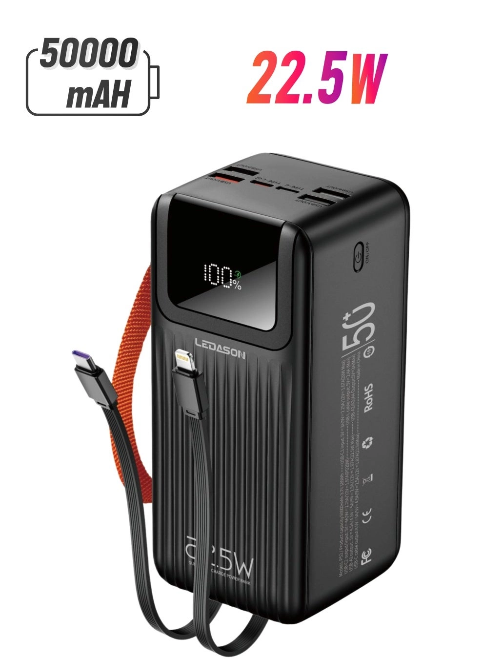 LEDASON L-P52 - 50000mAh 22.5W 4 USB 2 Type-C