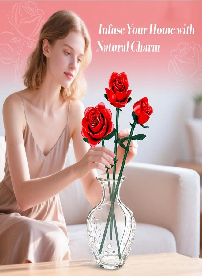 Red Rose Flowers Bouquet Building Set - Red Rose 162 pcs