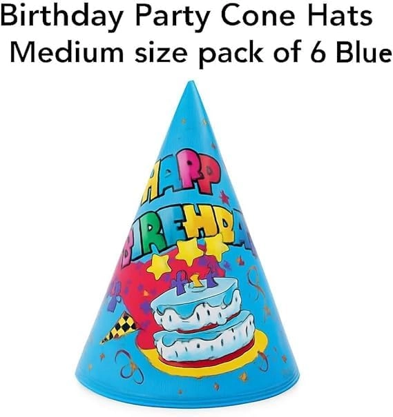 Birthday Cone Party Hats - Pack of 6