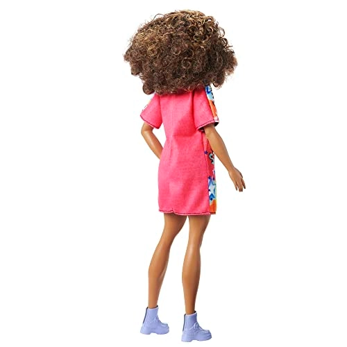 Barbie Fashionistas #201 - Athletic Body Curly Brown Hair Graffiti Dress Ages 3+