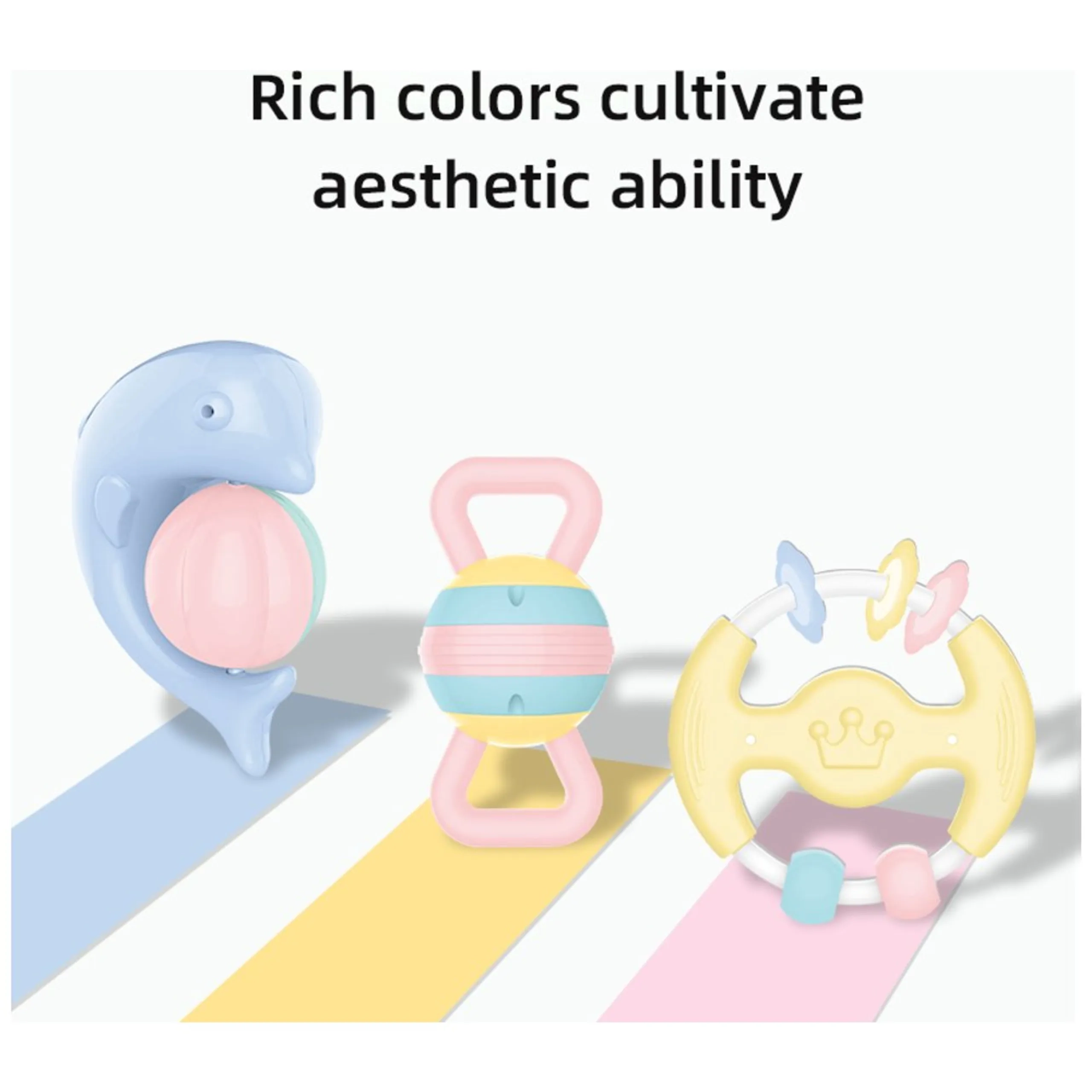 Baby Rattles & Teether Sensory Toy Set - 0 Months+ BPA-free Multicolor